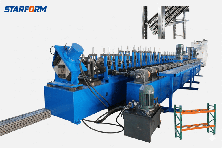 Upright roll forming machine