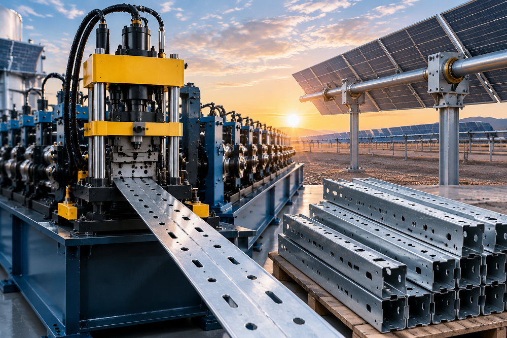 Why Solar Tracker Bracket Roll Forming Line Requires Inline CNC Piercing